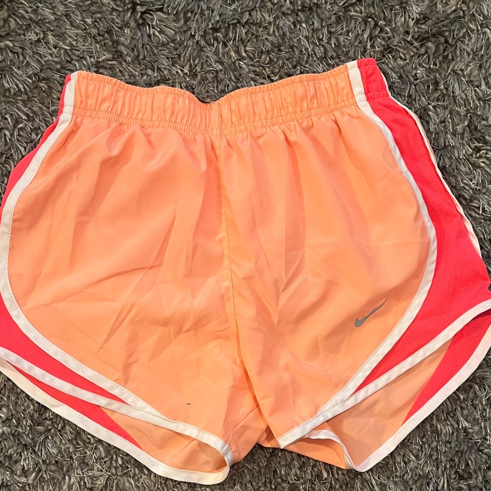 Nike Women's Vibrant Peach and Coral Athletic Shorts